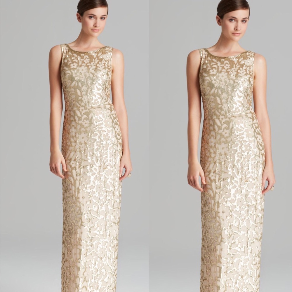 AIDAN MATTOX BLACK sleeveless sequins silk GOWN - Picture 2 of 6